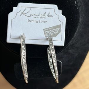 🆕 KANISHKA NY Sterling Silver 925 Hoop Earrings with Swarovski